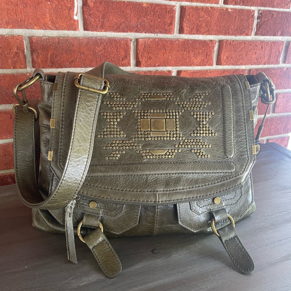 The Sak Silverlake Olive leather studded bag